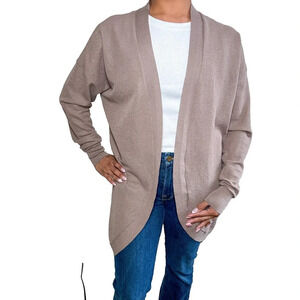 Aritzia Babaton Lucida Open Front Cardigan Long Sweater XS Brown Lightweight